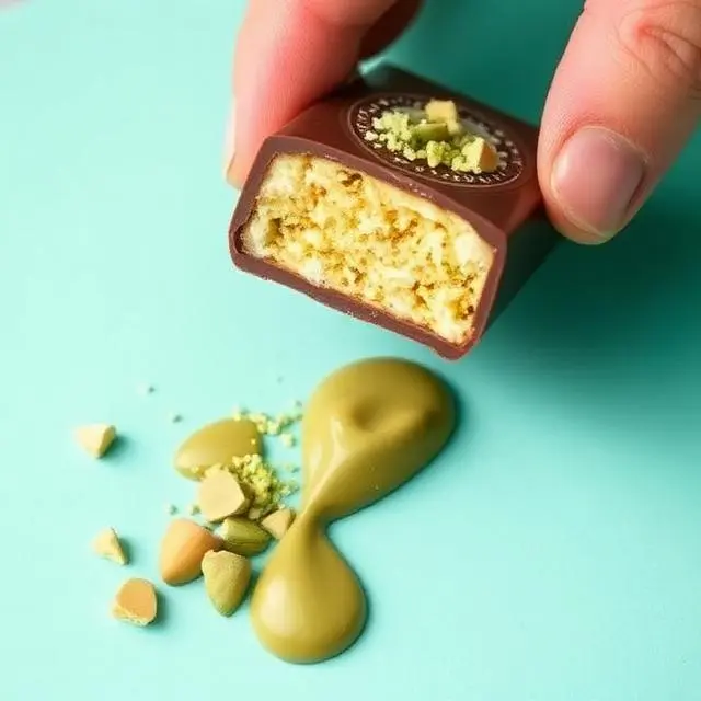 Dubai chocolate pistachio filling with creamy green center